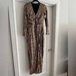 Elegant Gold and Black Sequin Dress